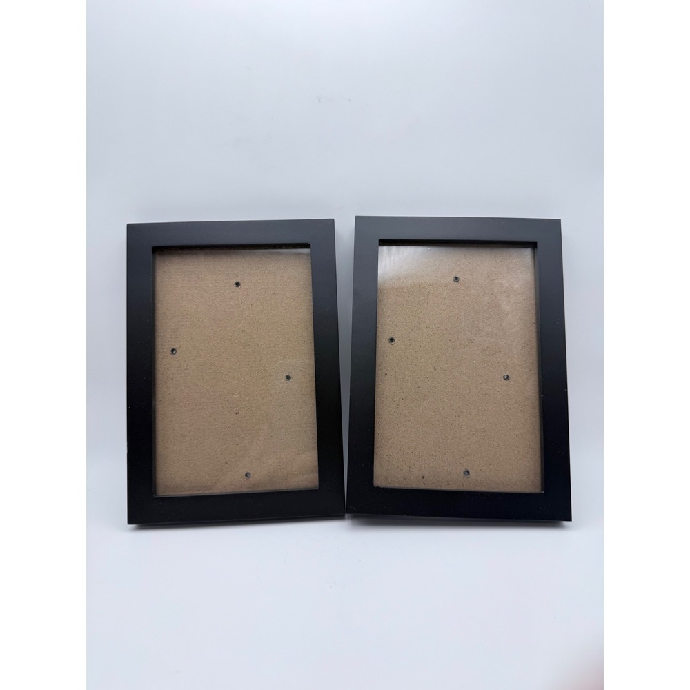 Harbortown Industries 4x6 Black Wood Picture Frames Set of 2 Matte Finish Glass